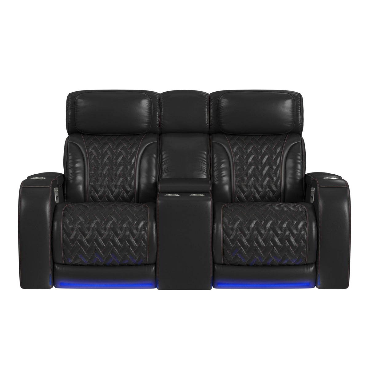 Prime Time P3 Loveseat With LED, Wireless Charger Pocket, And Console in Black by Elements International, view 3