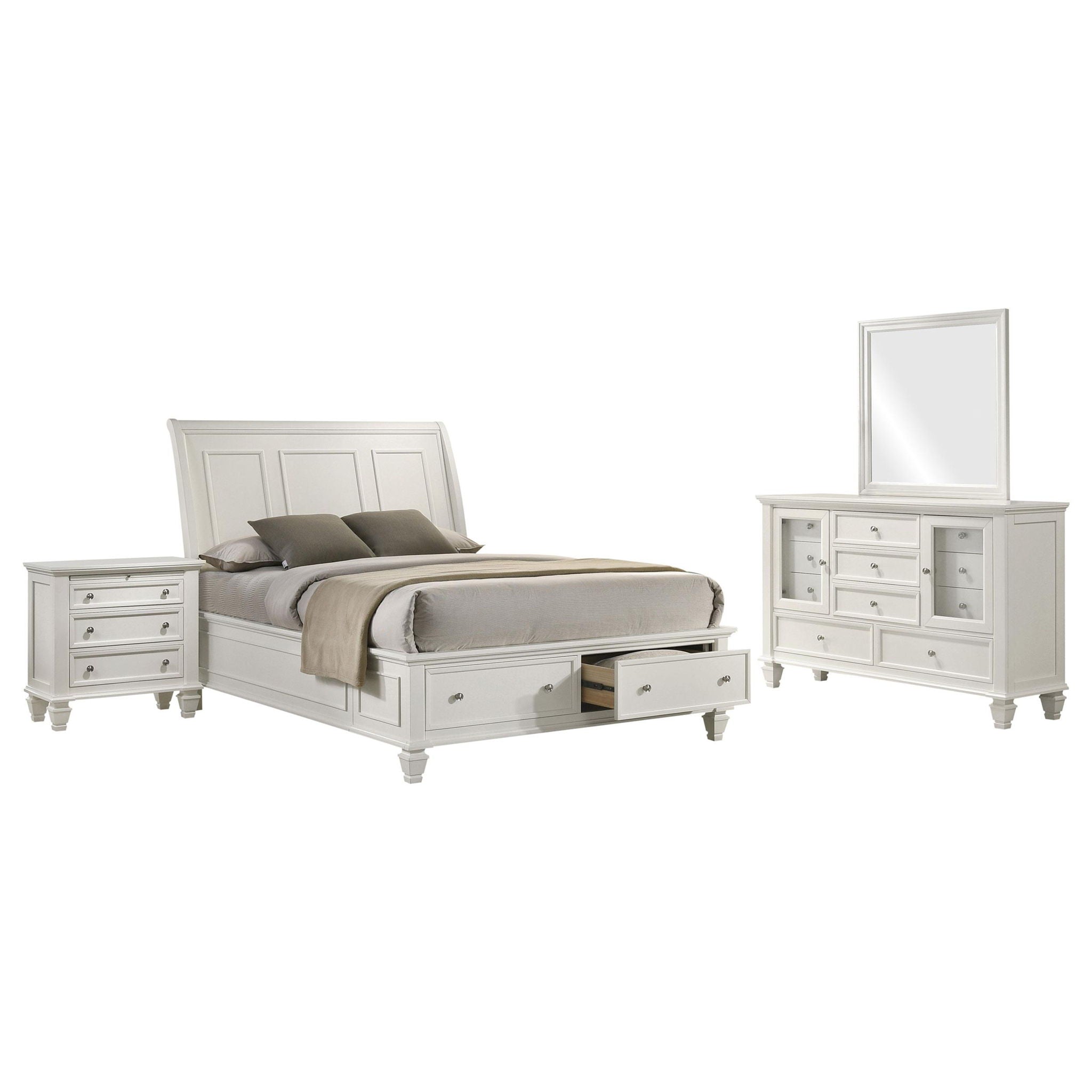 Sandy Beach 4-piece Eastern King Bedroom Set Cream White