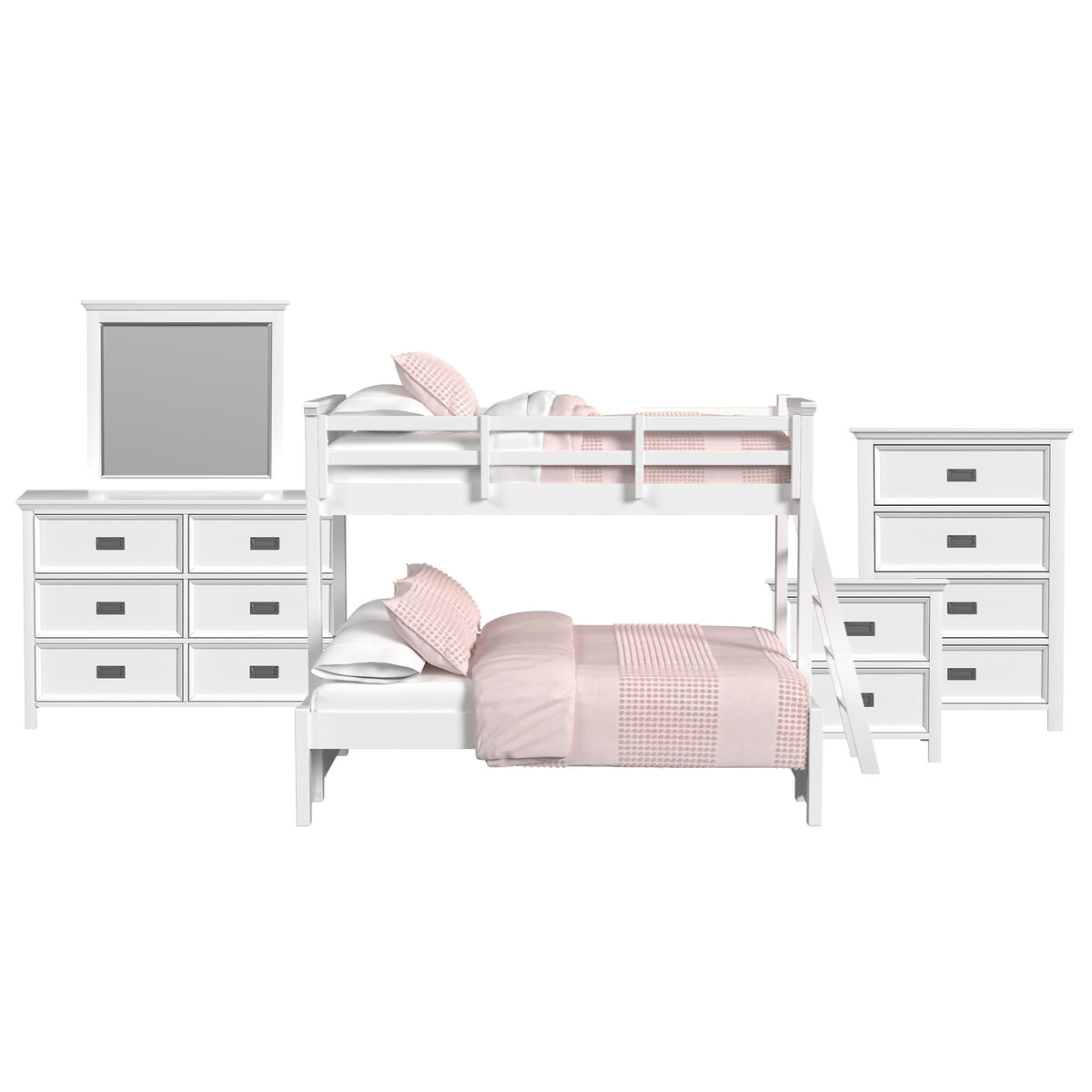 Hampton Kids Bunk With Ladder Bedroom Set in Black by Elements International, view 5