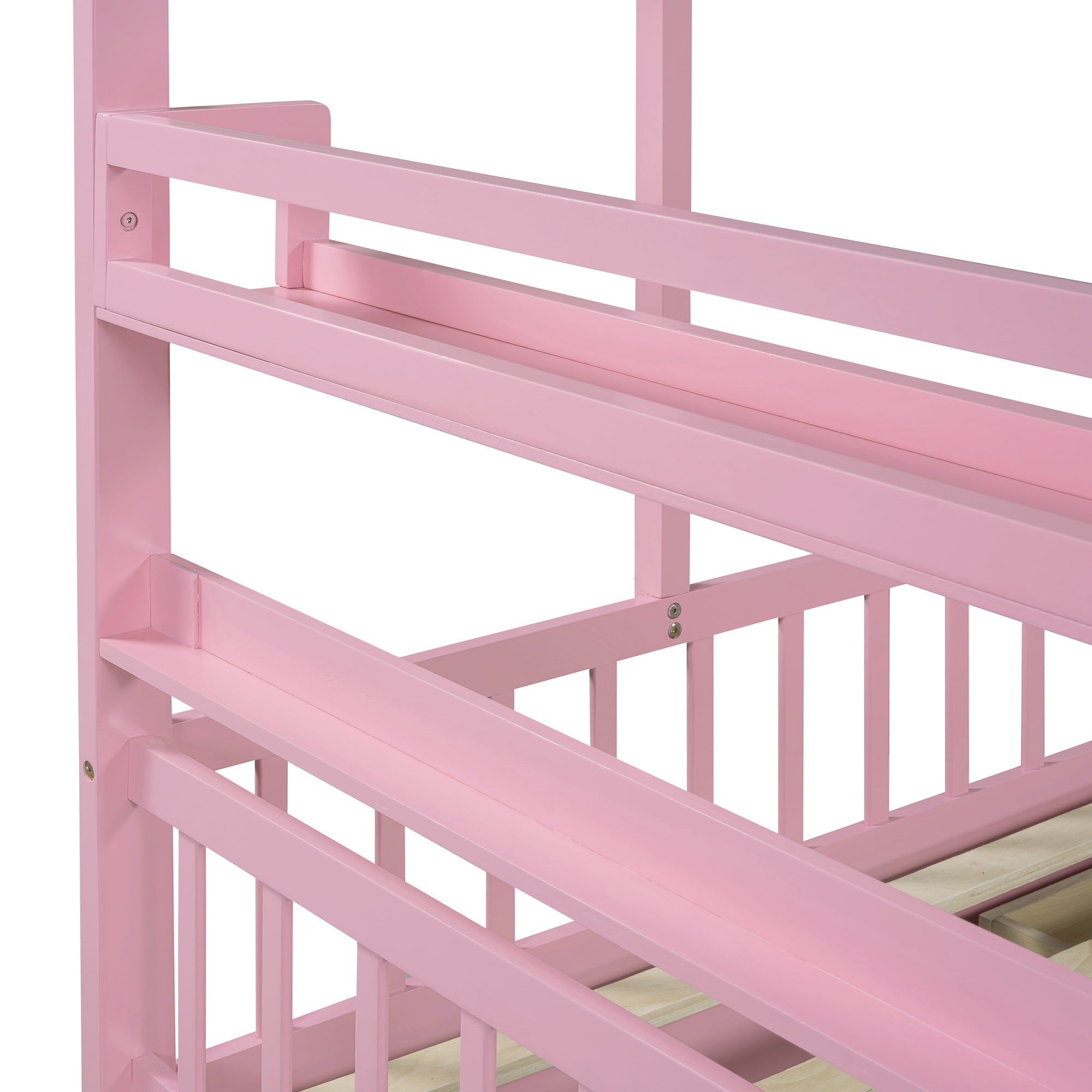 Wooden Full Size House Bed with 2 Drawers,Kids Bed with Storage Shelf, Pink - Atlantic Fine Furniture Melbourne FL