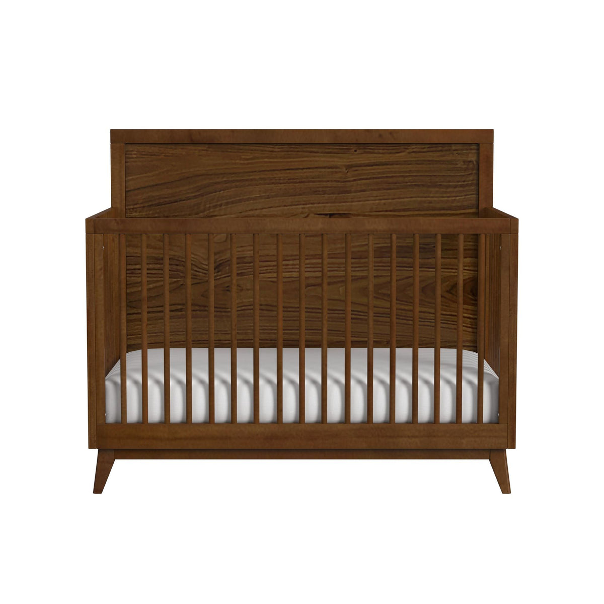 Malia Crib With High Headboard And Guardrail in Walnut by Elements International, view 3
