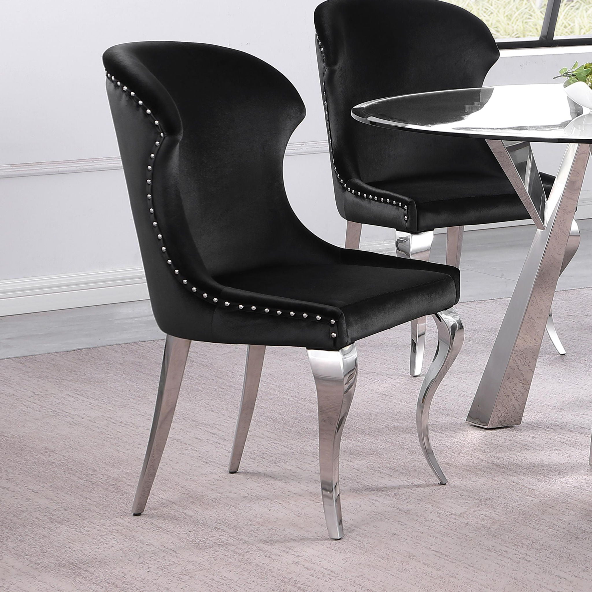 Cheyanne Upholstered Dining Side Chair Black (Set of 2) - Atlantic Fine Furniture Melbourne FL