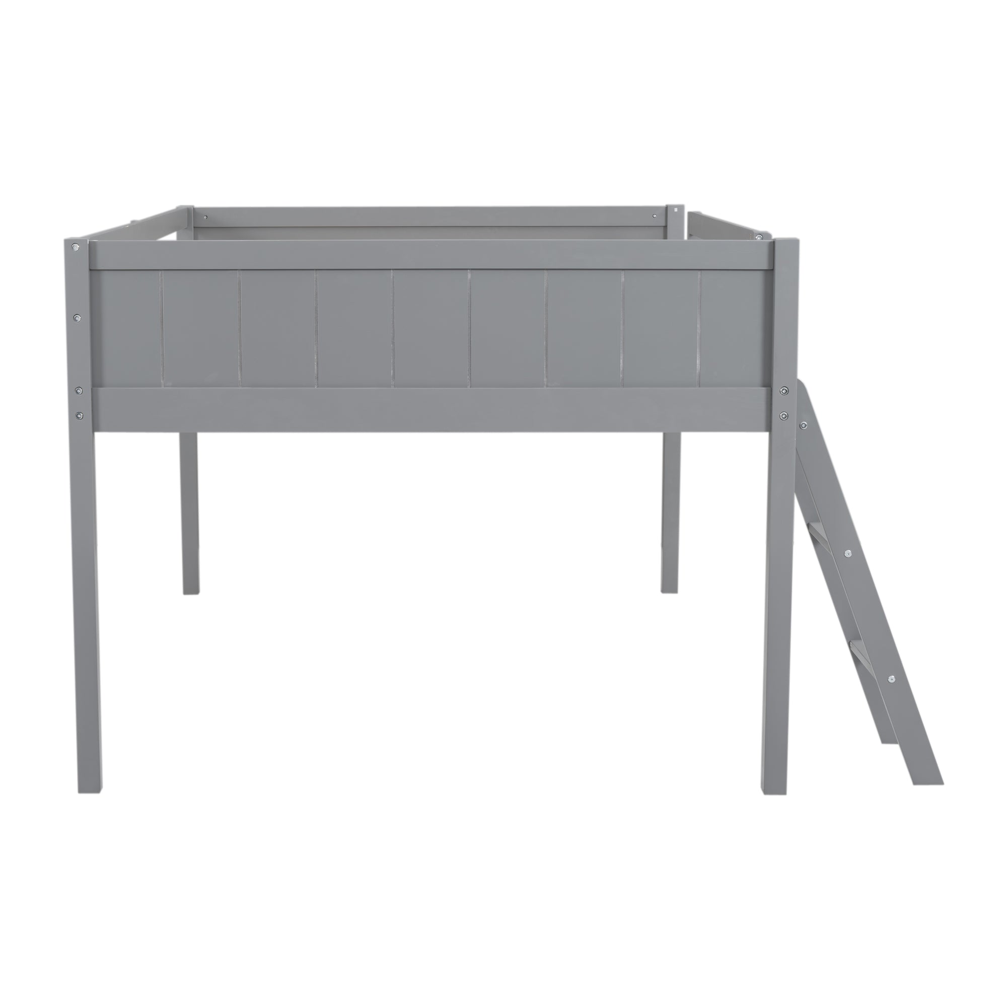 Full Size Wood Loft Bed with Ladder, ladder can be placed on the left or right, Gray - Atlantic Fine Furniture Melbourne FL