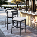 Modern Outdoor Bar Stools With Backrest And Footrest (Set of 2)