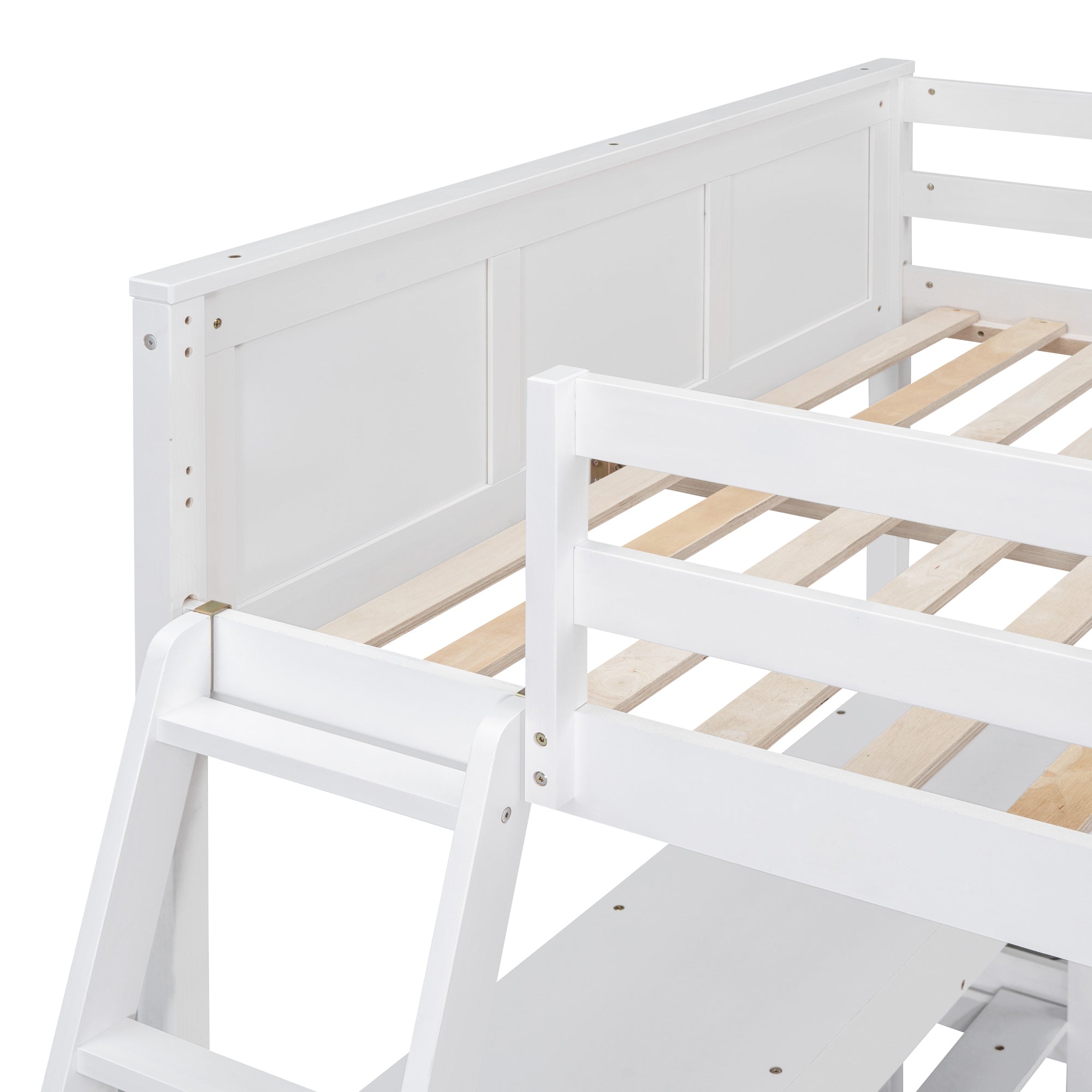 Full Over Full Bunk Bed with Desk, White - Atlantic Fine Furniture Melbourne FL