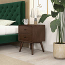 Caroline - Mid-Century Modern Style White Night Stand 2 Drawer