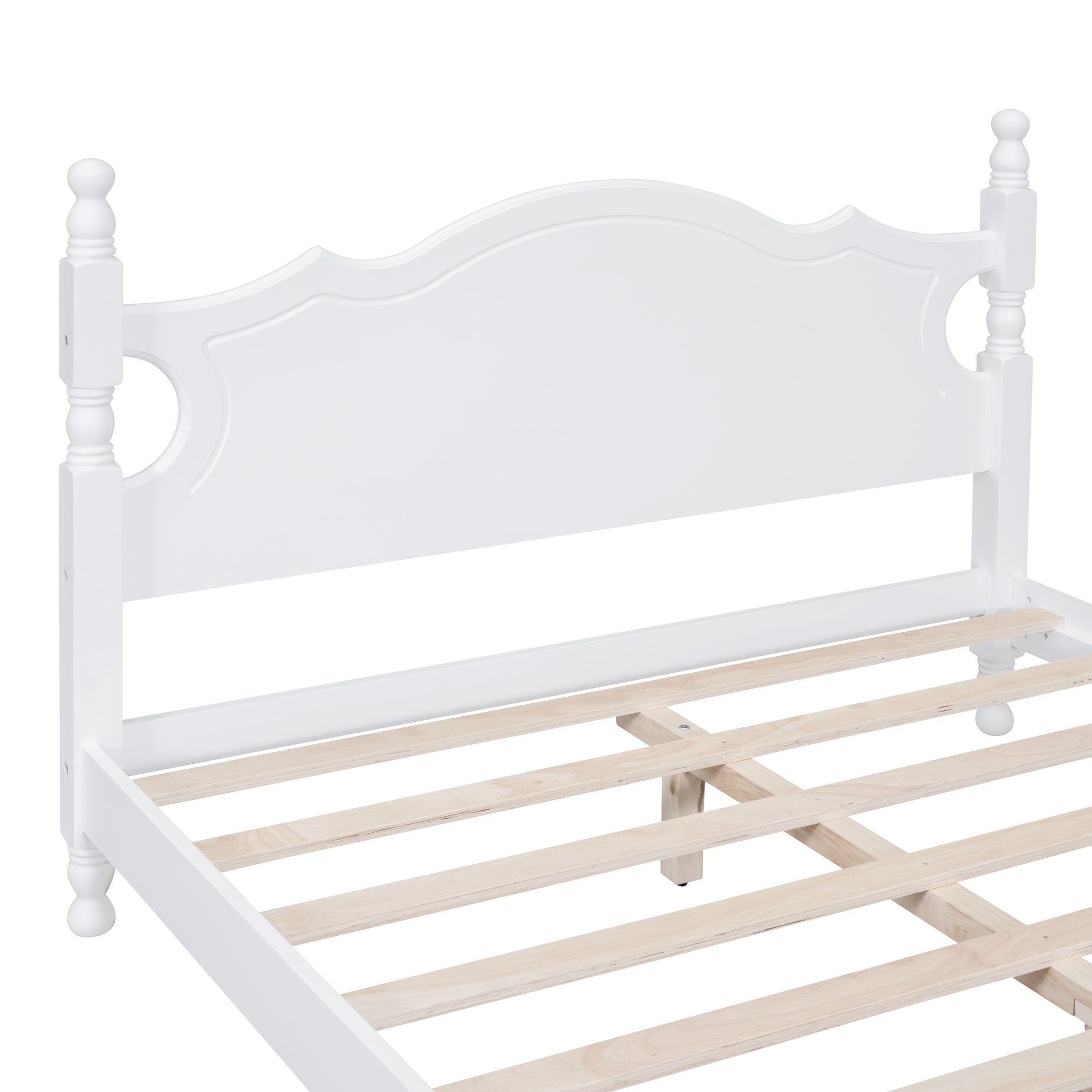 Full Size Wood Platform Bed Frame,Retro Style Platform Bed with Wooden Slat Support,White - Atlantic Fine Furniture Melbourne FL