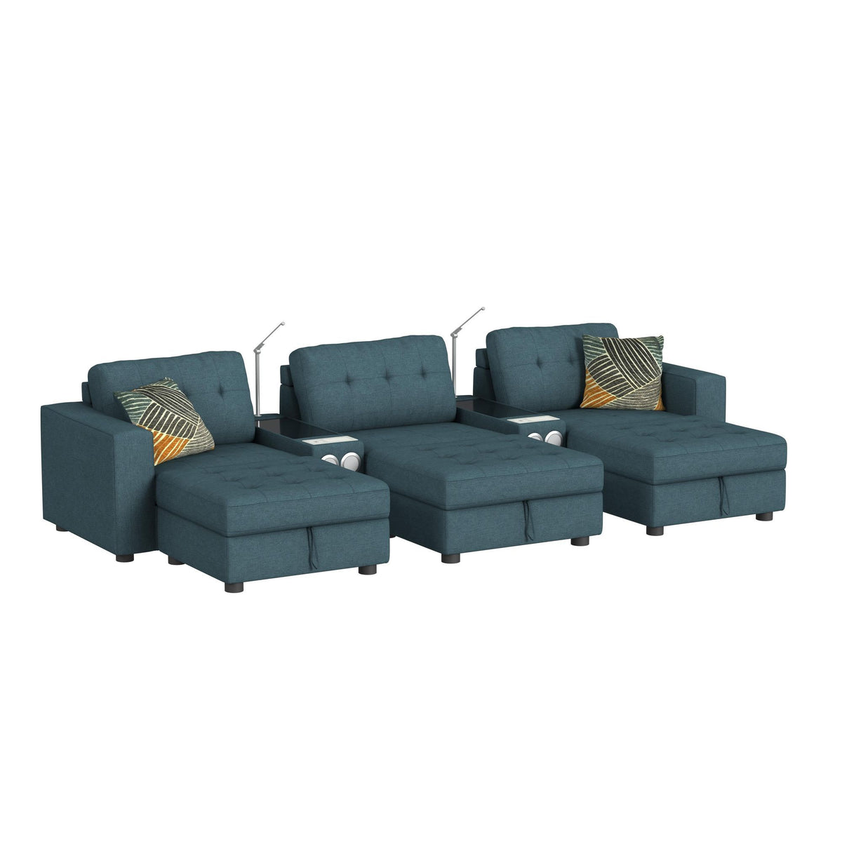 Options One Living Room Set Sectional in Blue by Elements International, view 4