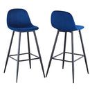 Velvet Barstool With Back (Set of 2)