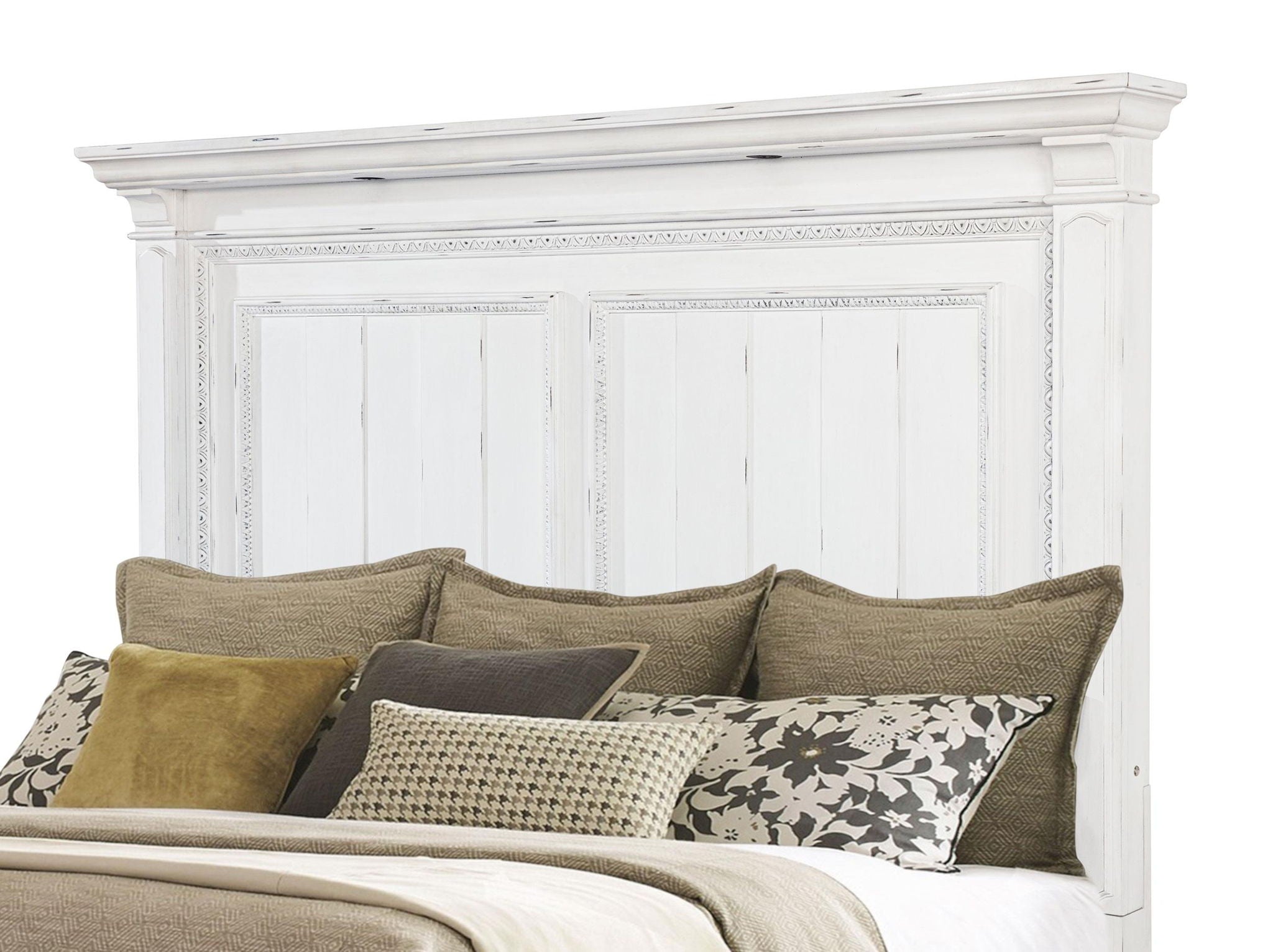 McKinney Queen LED Light Panel Bed Vintage White