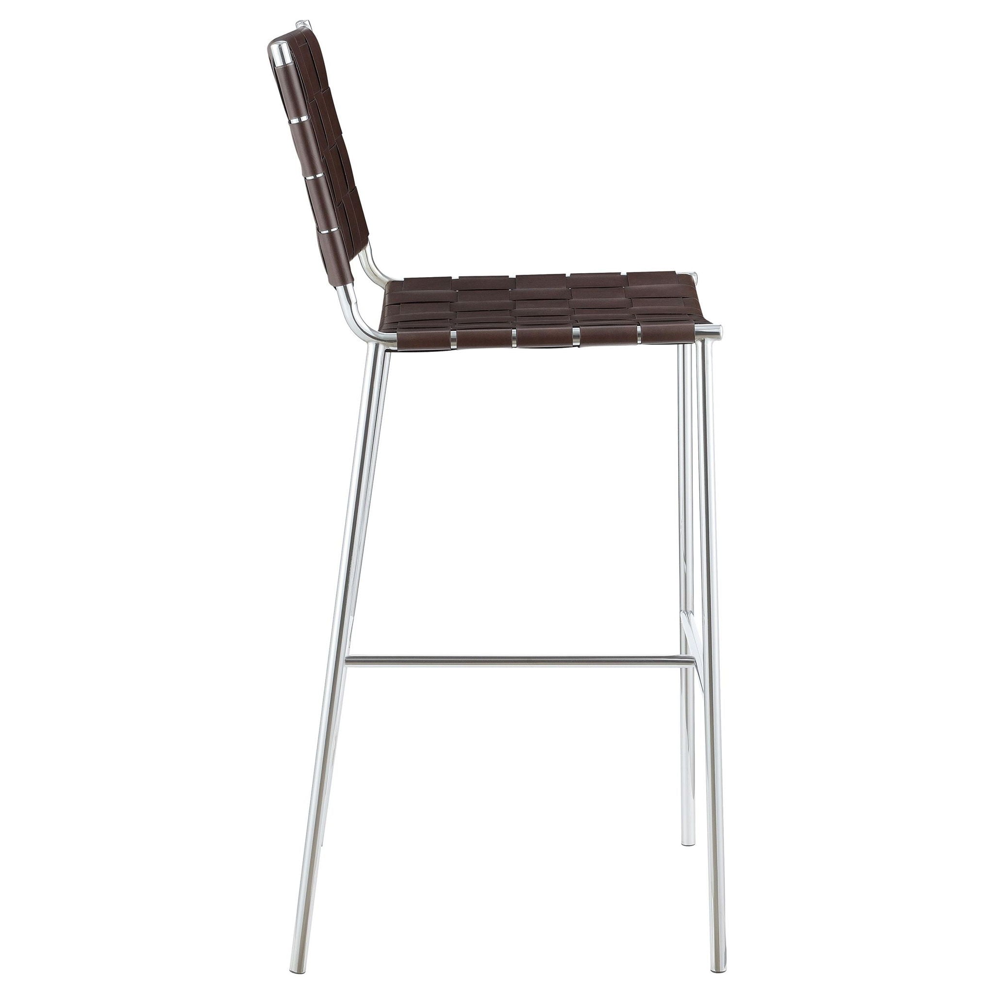 Adelaide Upholstered Pub Height Bar Stool Brown and Chrome - Atlantic Fine Furniture Melbourne FL