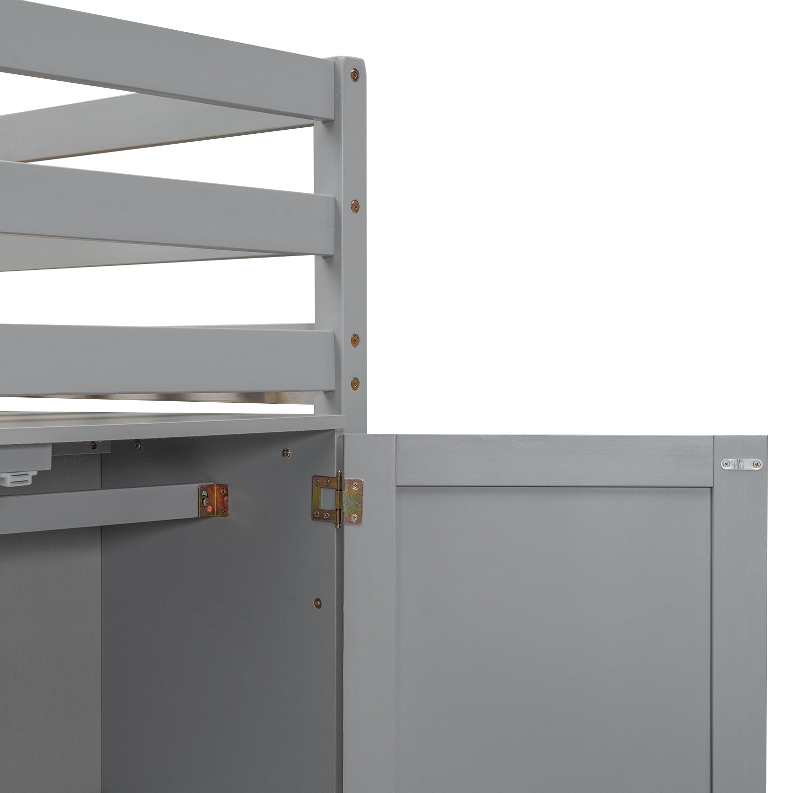Wood Twin Size Loft Bed with Built-in Storage Wardrobe and 2 Windows, Gray - Atlantic Fine Furniture Melbourne FL