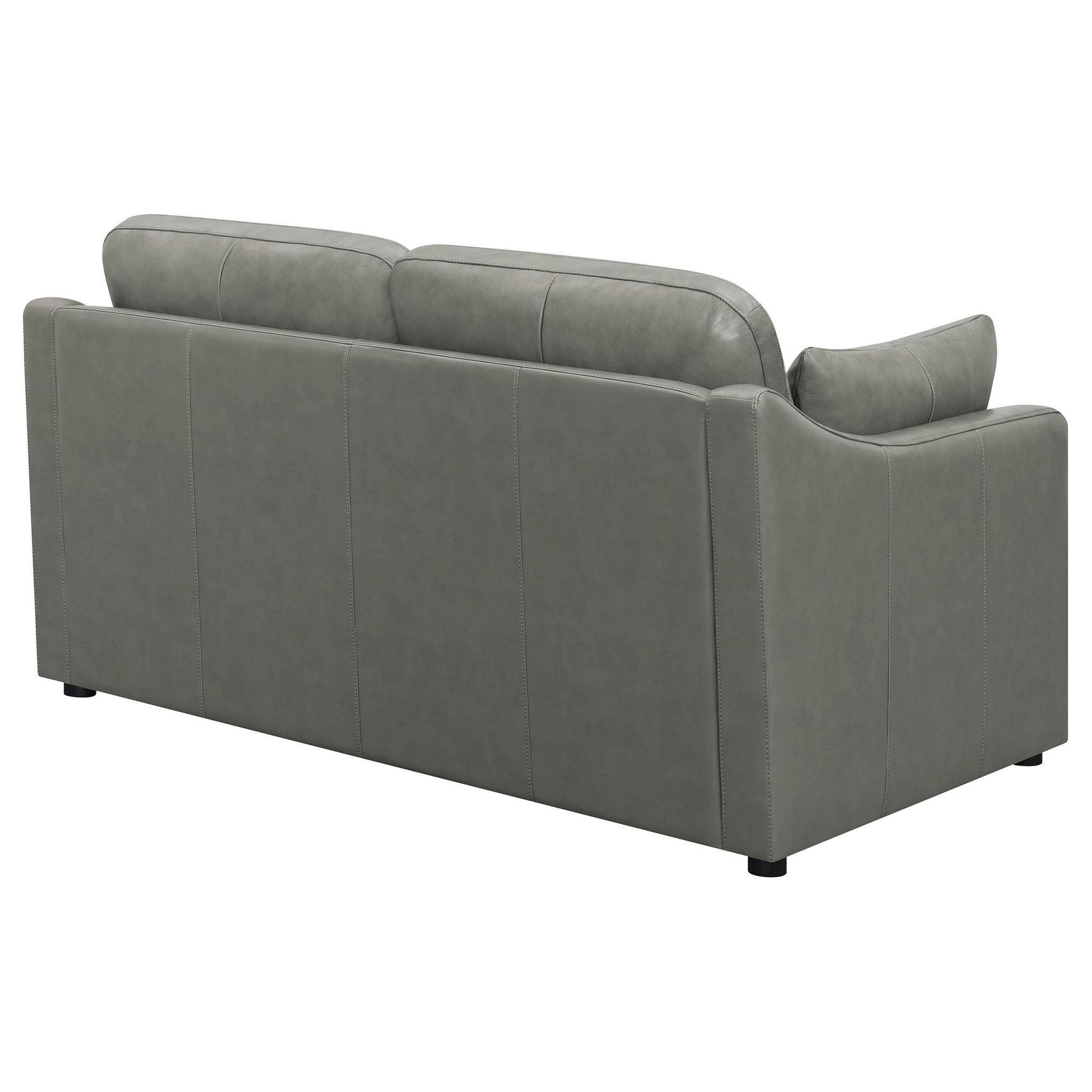 Grayson Leather Upholstered Sloped Arm Loveseat Grey