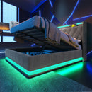 Upholstered Bed, 360 Surround LED Function, Remote Control, Hydraulic Storage Bed With USB, Type-C Charging (Without Mattress)