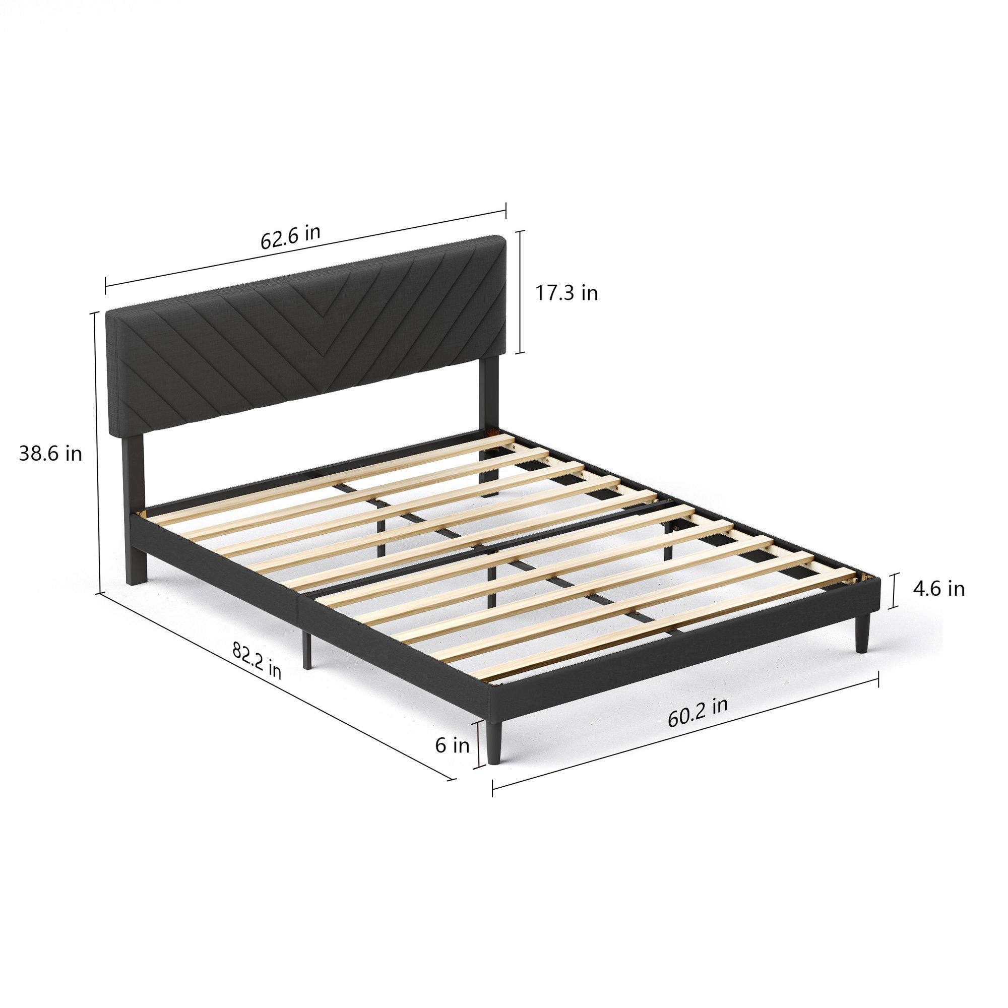 Upholstered Queen Size Bed Frame Platform with High-Adjustable Headboard and Solid Wood Slats Support, Strong Weight Capacity, Non-Slip and Noise-Free,No Box Spring Needed, Easy Assembly, Grey - Atlantic Fine Furniture Melbourne FL