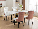 Nikki - Modern, High-End Tufted Solid Wood Contemporary PU And Velvet Upholstered Dining Chair With Wood Legs Nailhead Trim (Set of 2)