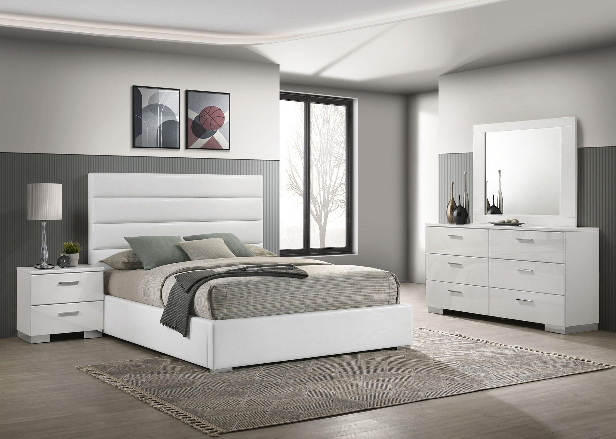 Felicity 4-piece Eastern King Bedroom Set White High Gloss