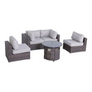Wicker Outdoor Lounge Set With Cushions And Fire Pit