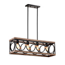 Kitchen Island Lights Ceiling Light Farmhouse Dining Room Light Fixture, Wood And Metal Rectangular Ceiling Light, Ceiling Lighting For Living Room, Conference Room, Home Office