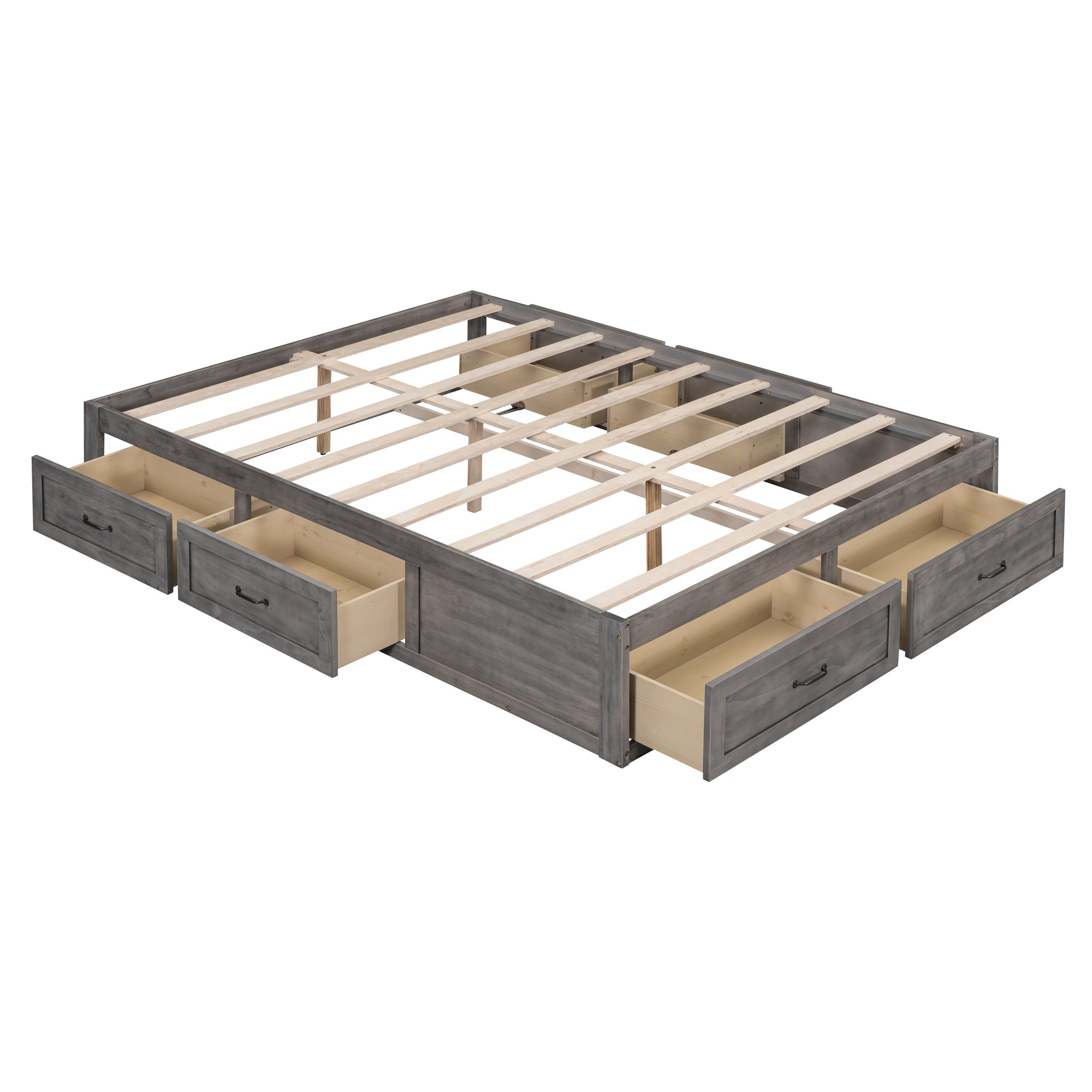 Full Size Platform Bed with 6 Storage Drawers,Antique Gray - Atlantic Fine Furniture Melbourne FL