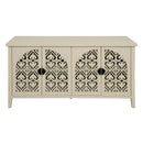 Hollowed Out Cabinet With 4 Doors, Suitable For Bedroom - Natural