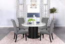 Sherry - Round Marble Top Dining Table - Rustic Espresso