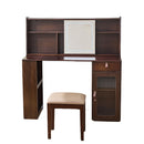 Modern Elegance Makeup Vanity Desk With Adjustable Lighted Mirror Storage Shelves Drawer And Cabinet - Walnut