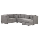 U-Shaped Sectional Sofa Pull Out Sofa Bed With Two USB Ports, Two Power Sockets, Three Back Pillows And A Storage Chaise For Living Room