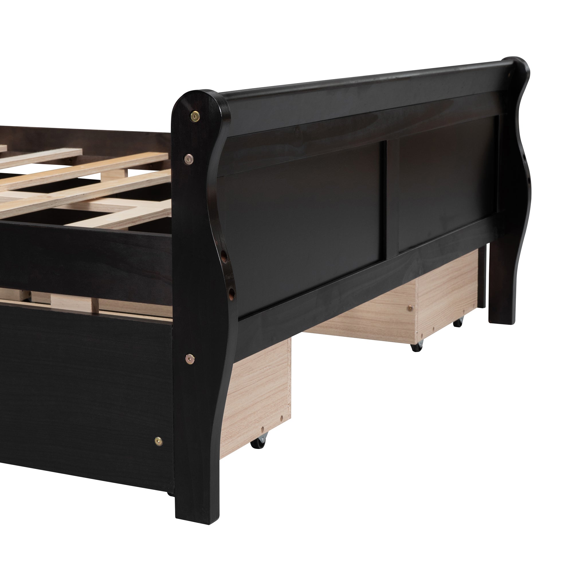 Full Size Wood Platform Bed with 4 Drawers and Streamlined Headboard & Footboard, Espresso - Atlantic Fine Furniture Melbourne FL