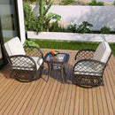 3 Piece Outdoor Chair & Table Set Chat Set, 2 Person Rattan Seating Group