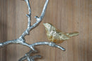 Metal Branch Wall Sculptures With Bird Accents (Set of 2) - Silver Multi