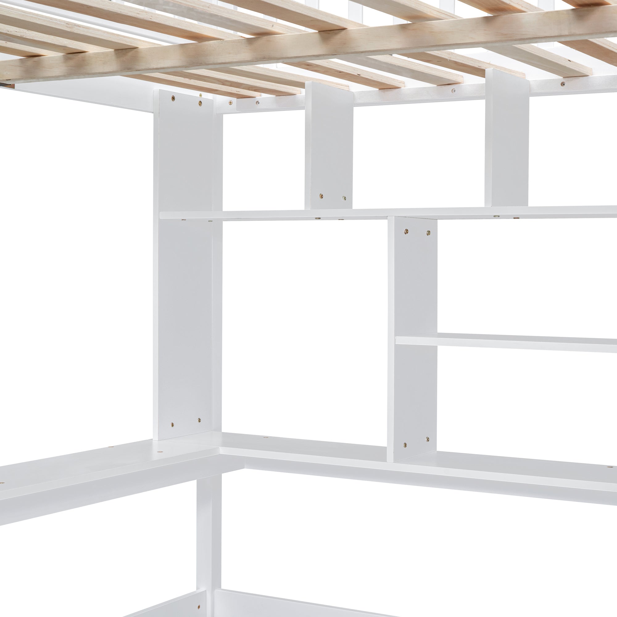 Full size Loft Bed with Bookshelf,Drawers,Desk,and Wardrobe-White - Atlantic Fine Furniture Melbourne FL