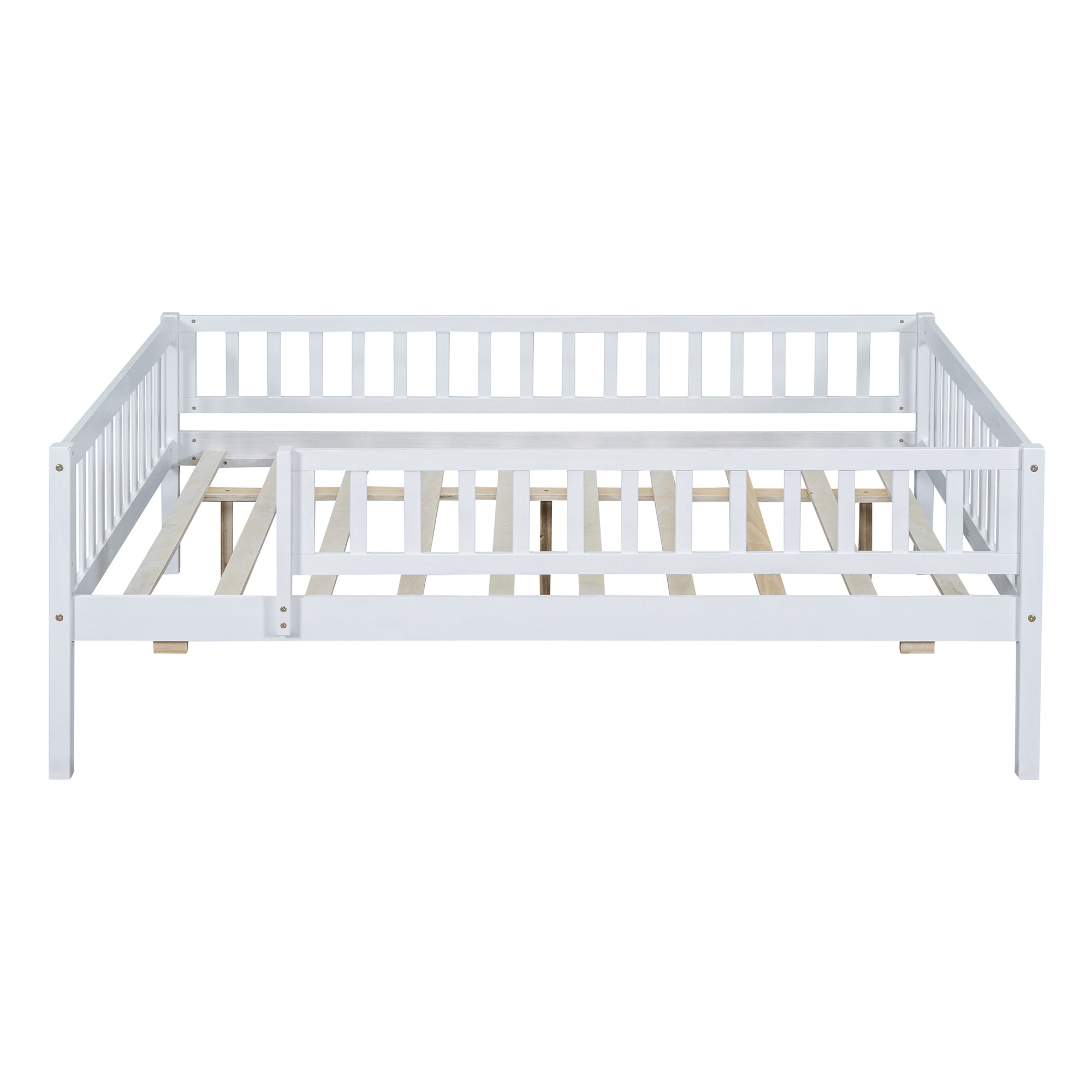 Full Size Wood Daybed with Trundle and Fence Guardrails, White - Atlantic Fine Furniture Melbourne FL