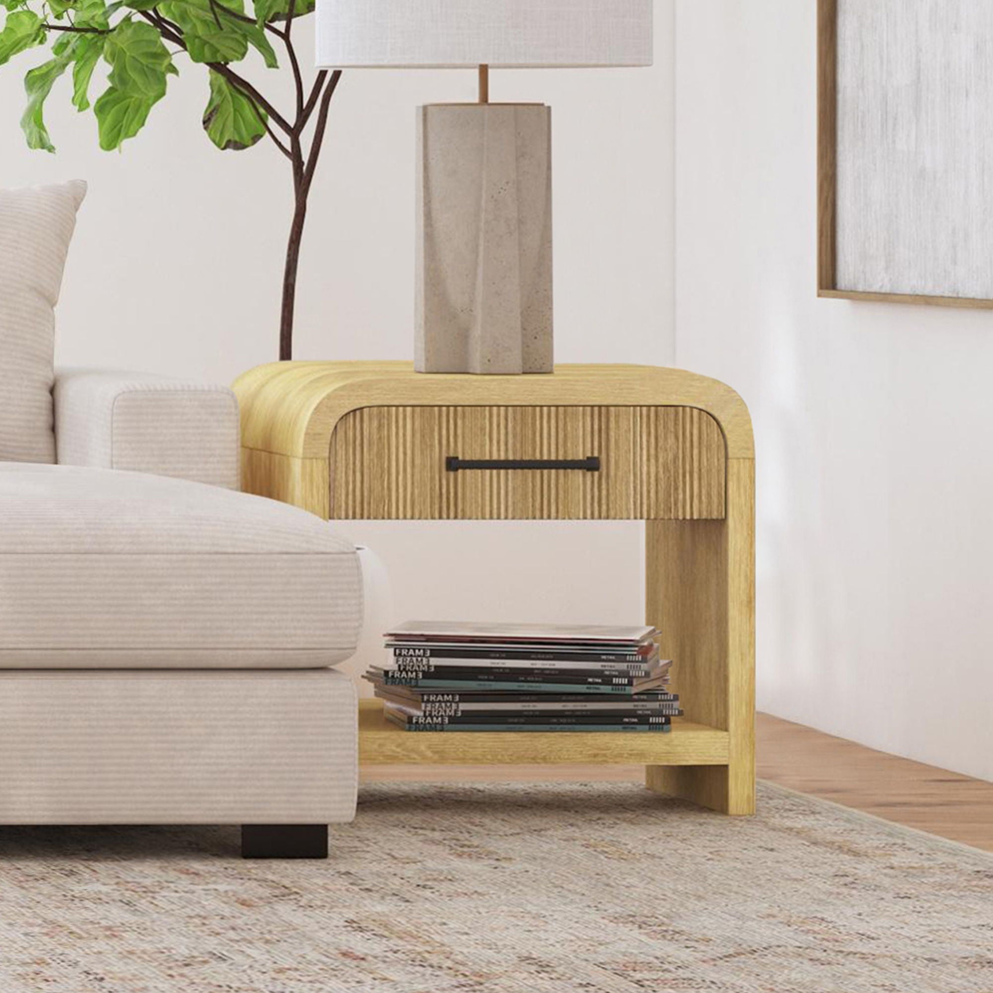 Ridgemont - End Table With USB - Natural