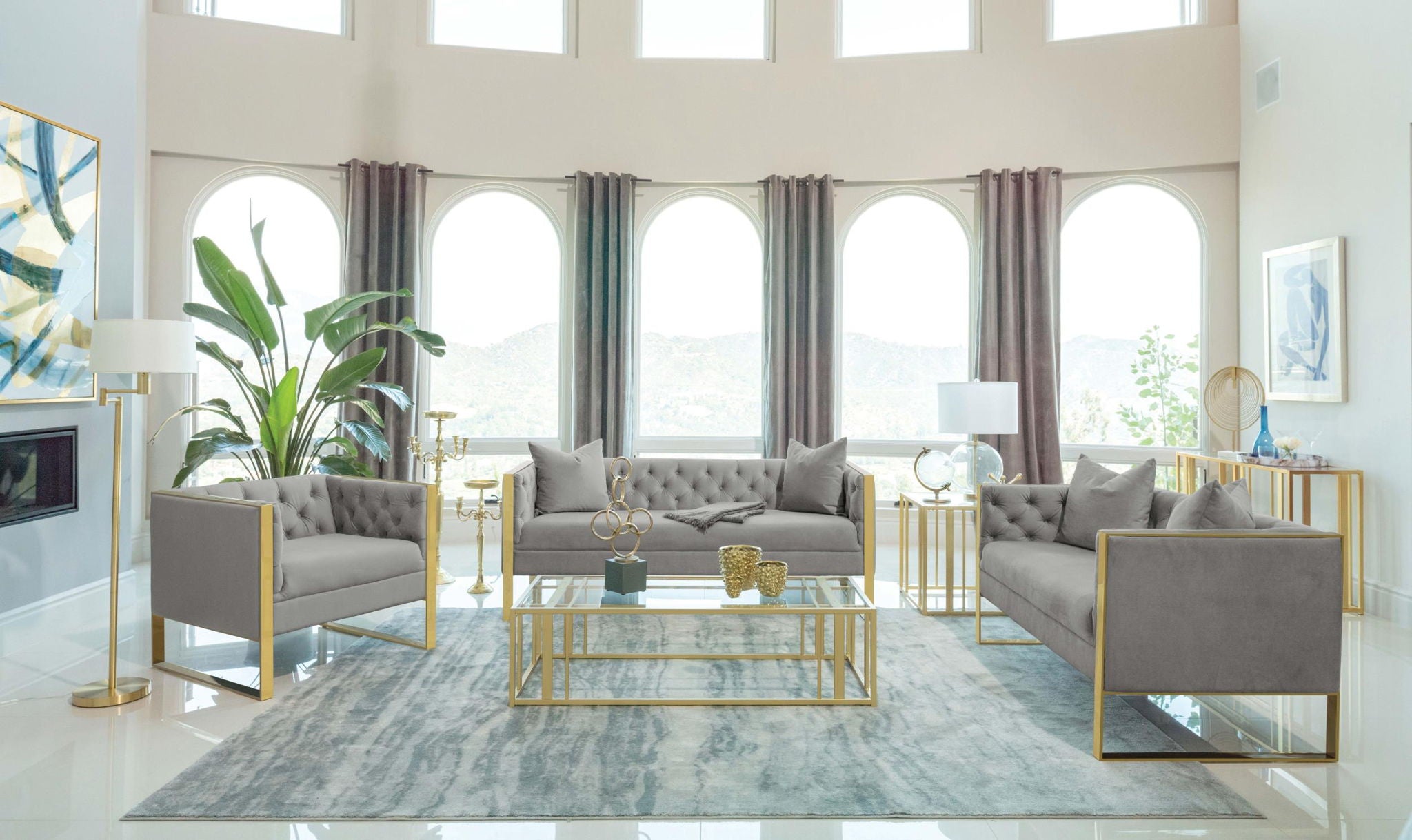 Eastbrook Velvet Upholstered Tufted Loveseat Grey