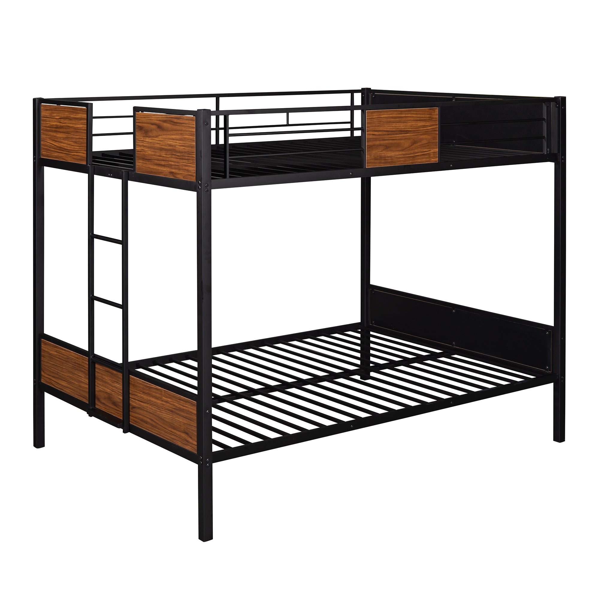 Full-over-full bunk bed modern style steel frame bunk bed with safety rail, built-in ladder for bedroom, dorm, boys, girls, adults(OLD SKU: MF190840AAD)