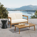 Porto - Outdoor Loveseat & Table - Beige / Teak