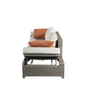 Salena - Patio Sofa & Ottoman - Beige Fabric & Gray Wicker - 26" - Atlantic Fine Furniture Inc