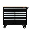 9 Drawer Multifunctional Steel Tool Cart With Wheels And Wooden Top