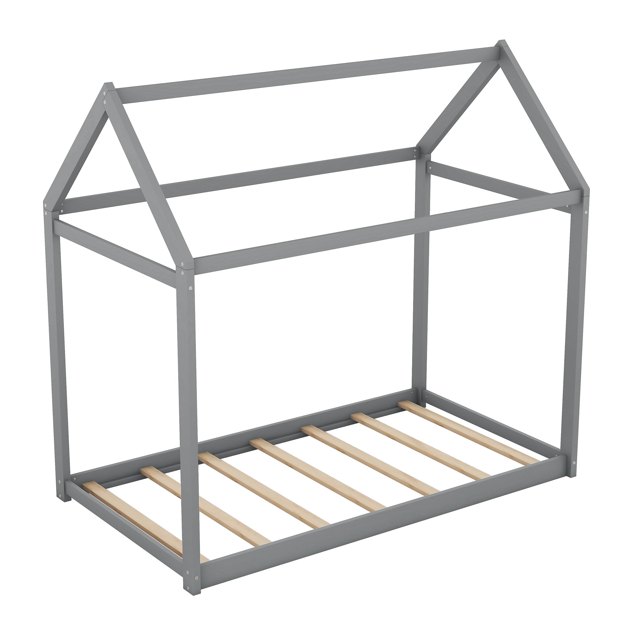Twin Size Wooden House Bed, Gray - Atlantic Fine Furniture Melbourne FL