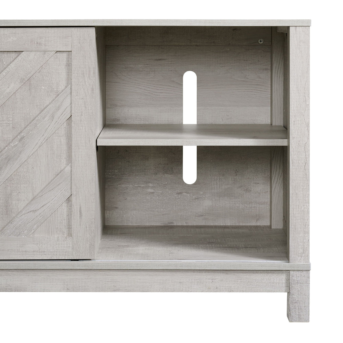 Eleanor 70" TV Stand With Sliding Door in White by Elements International, view 3