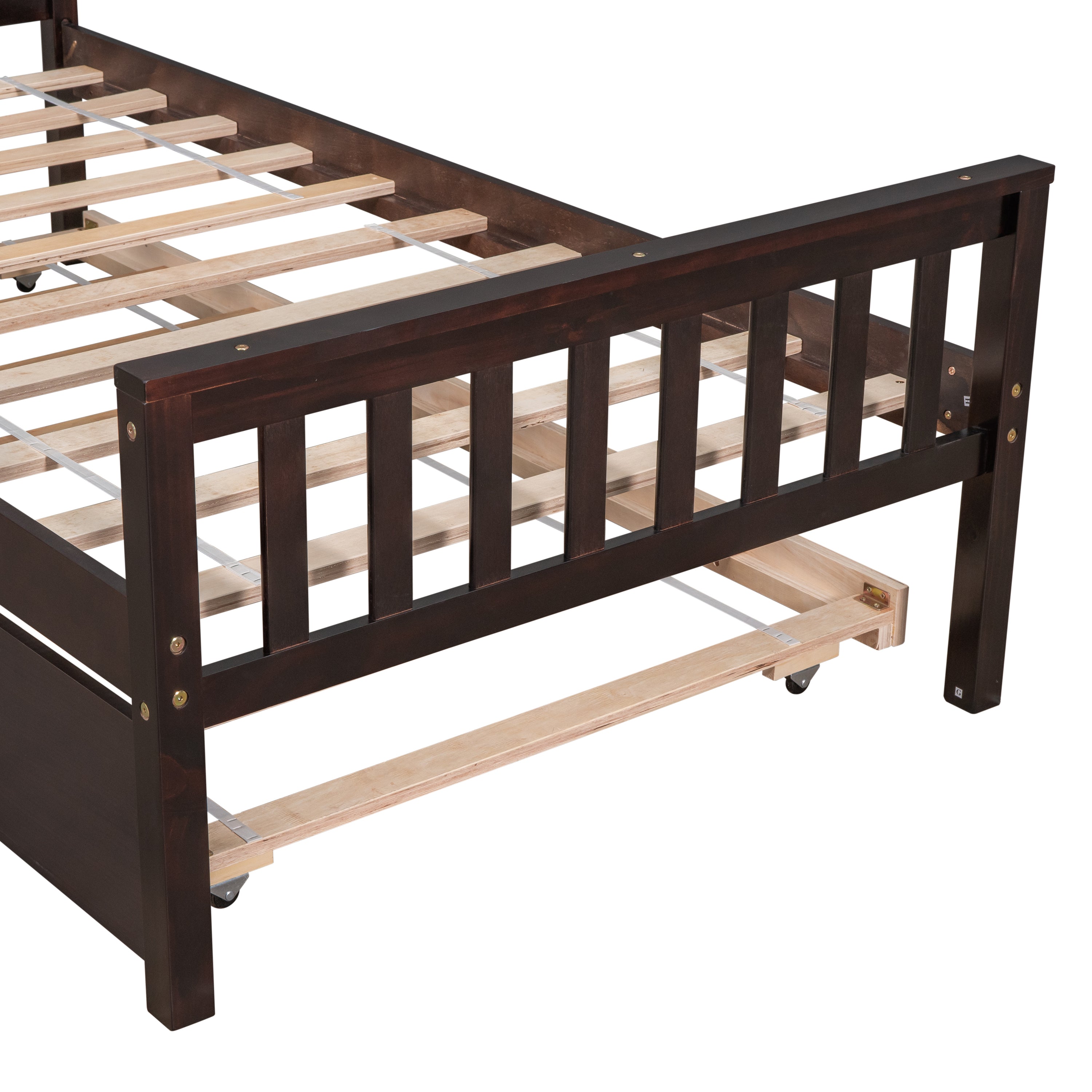Twin Bed with Trundle, Platform Bed Frame with Headboard and Footboard, for Bedroom Small Living Space,No Box Spring Needed,Espresso(Old SKU:W50440557) - Atlantic Fine Furniture Melbourne FL