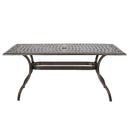 Celestine - Outdoor Cast Aluminum Dining Table With Floral Lattice Design And Umbrella Holder