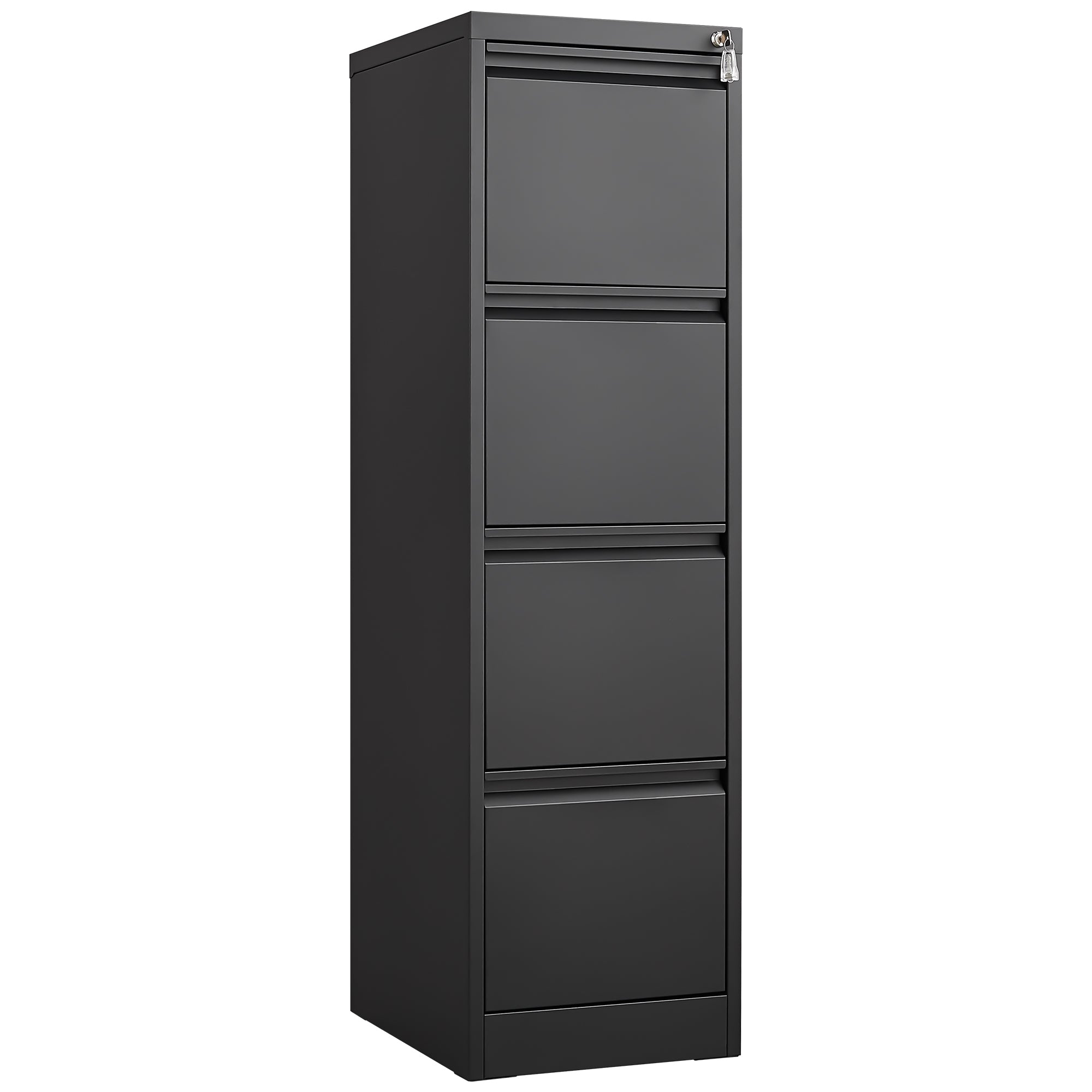 4 Drawer Vertical File Cabinet with Lock for Home Office Organizer, Black Metal Filing Cabinet, Letter/A4/Legal Size