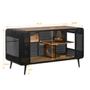 Modern Spacious Cat House With Tempered Glass And Iron Frame For Living Room - Black / Brown