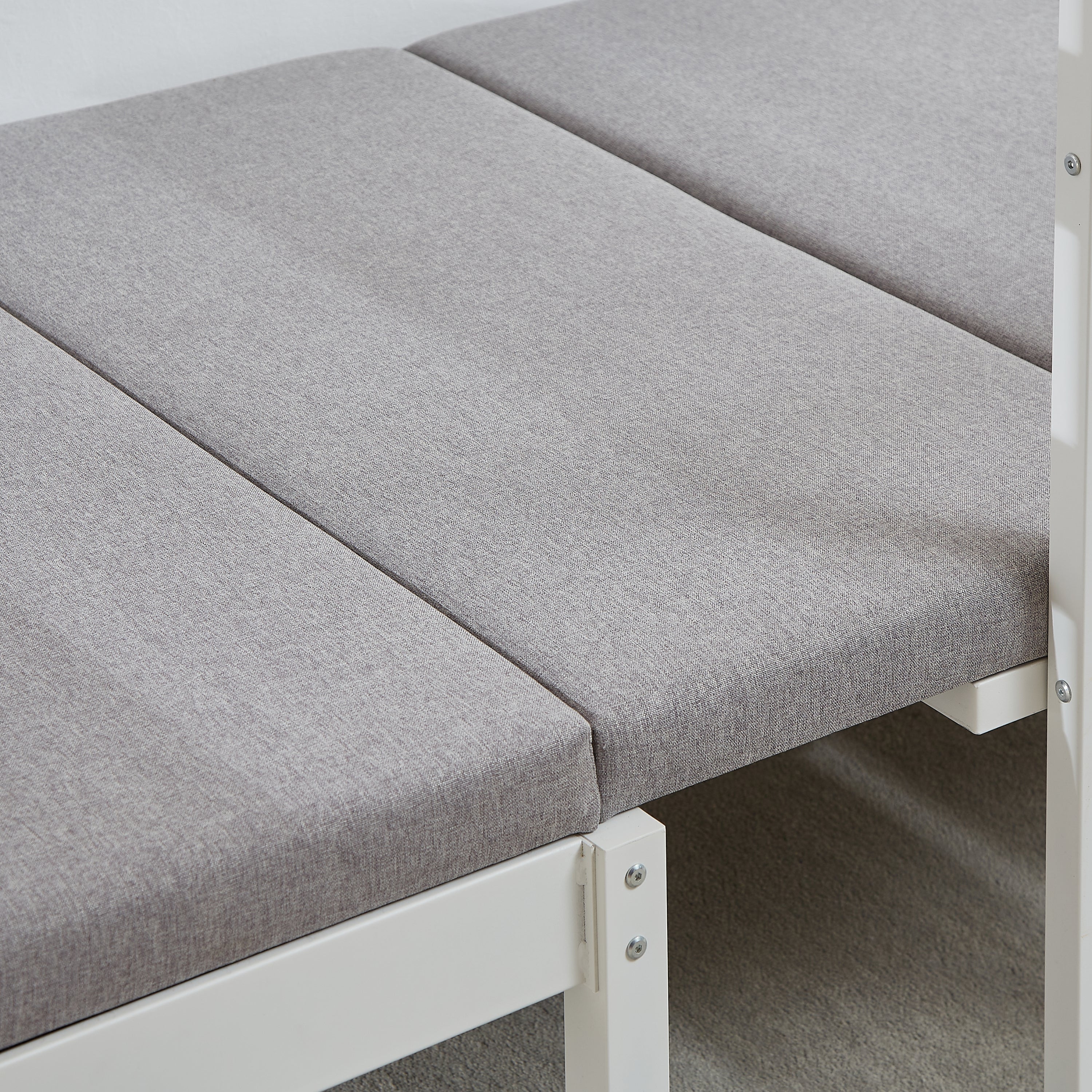 Twin Over Twin Bunk Beds Can be Turn into Upper Bed and Down Desk, Cushion Sets are Free for Kids, Teens, Girls, Boys. White,79''L x 40.9''W x 79''H.