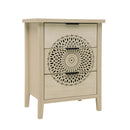 Hollow Carved 3 Drawer Cabinet Dresser Storage Chest With Metal Handles For Living Room Bedroom - Natural