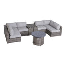 Wicker Outdoor Lounge Set With Cushions And Fire Pit