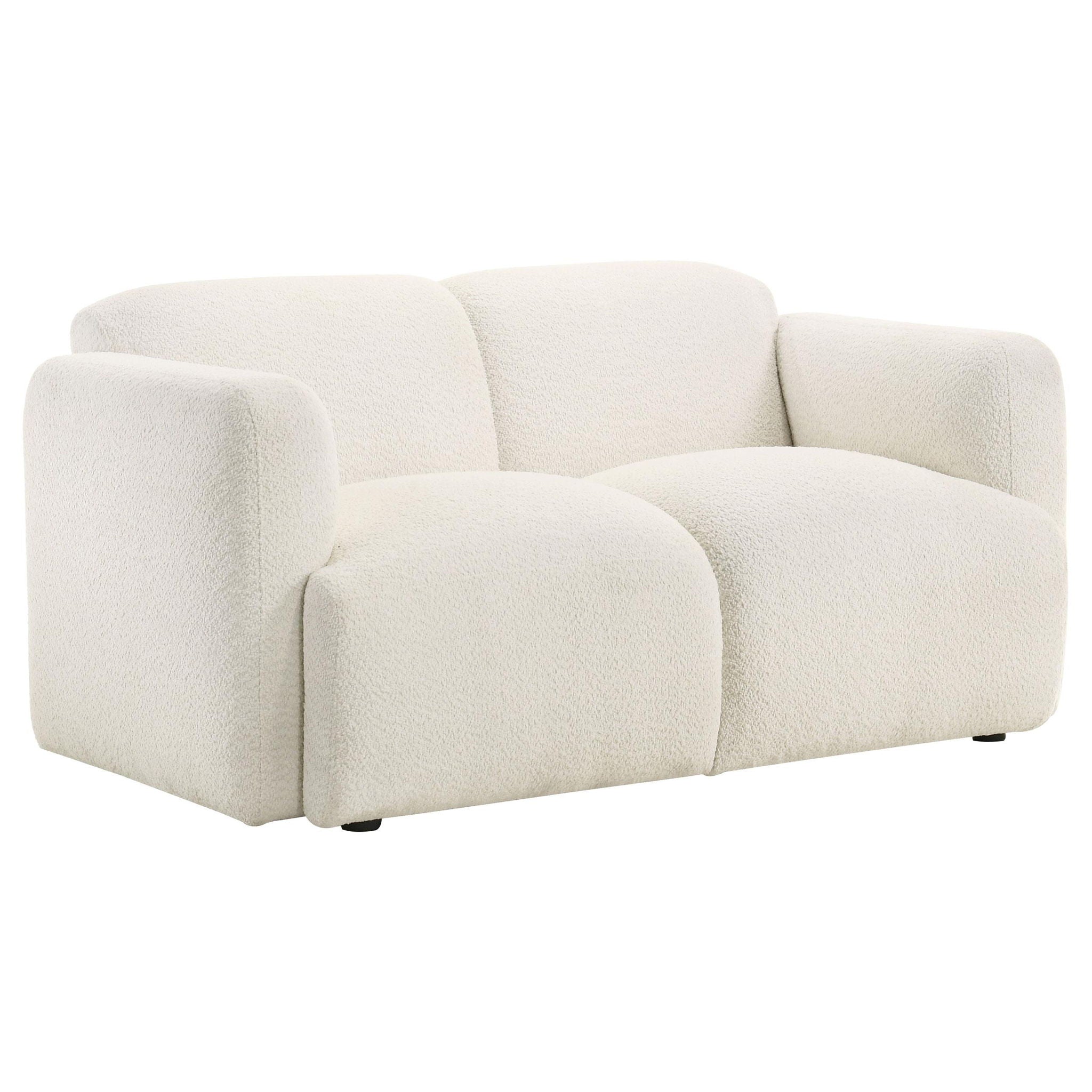 Dorset Fabric Upholstered Round Track Arm Loveseat White