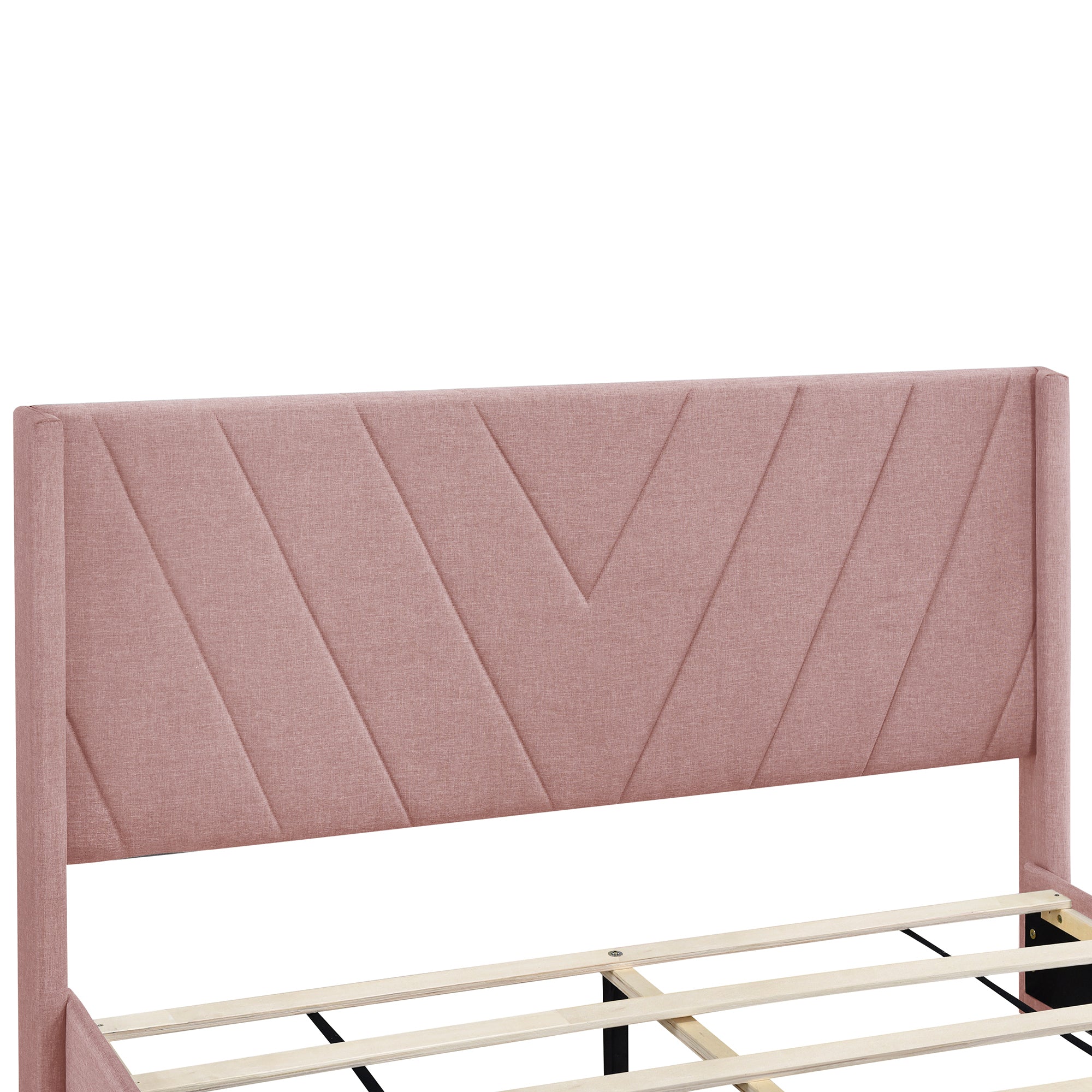 Queen Size Storage Bed Linen Upholstered Platform Bed with 3 Drawers (Pink) - Atlantic Fine Furniture Melbourne FL